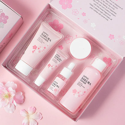 Japan Sakura 5-in-1 Skincare Set | Cleanser, Toner, Serum, Eye Cream & Essence Cream